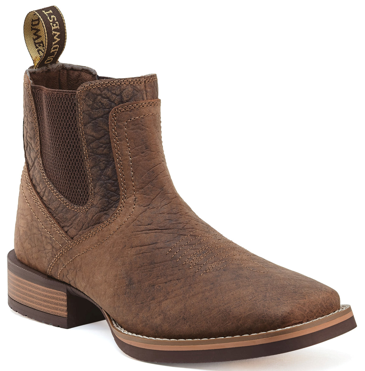 Old West Men's Chelsea Boots Dark Brown Bull Hide Print BCM2002 - Old West - Flyclothing LLC