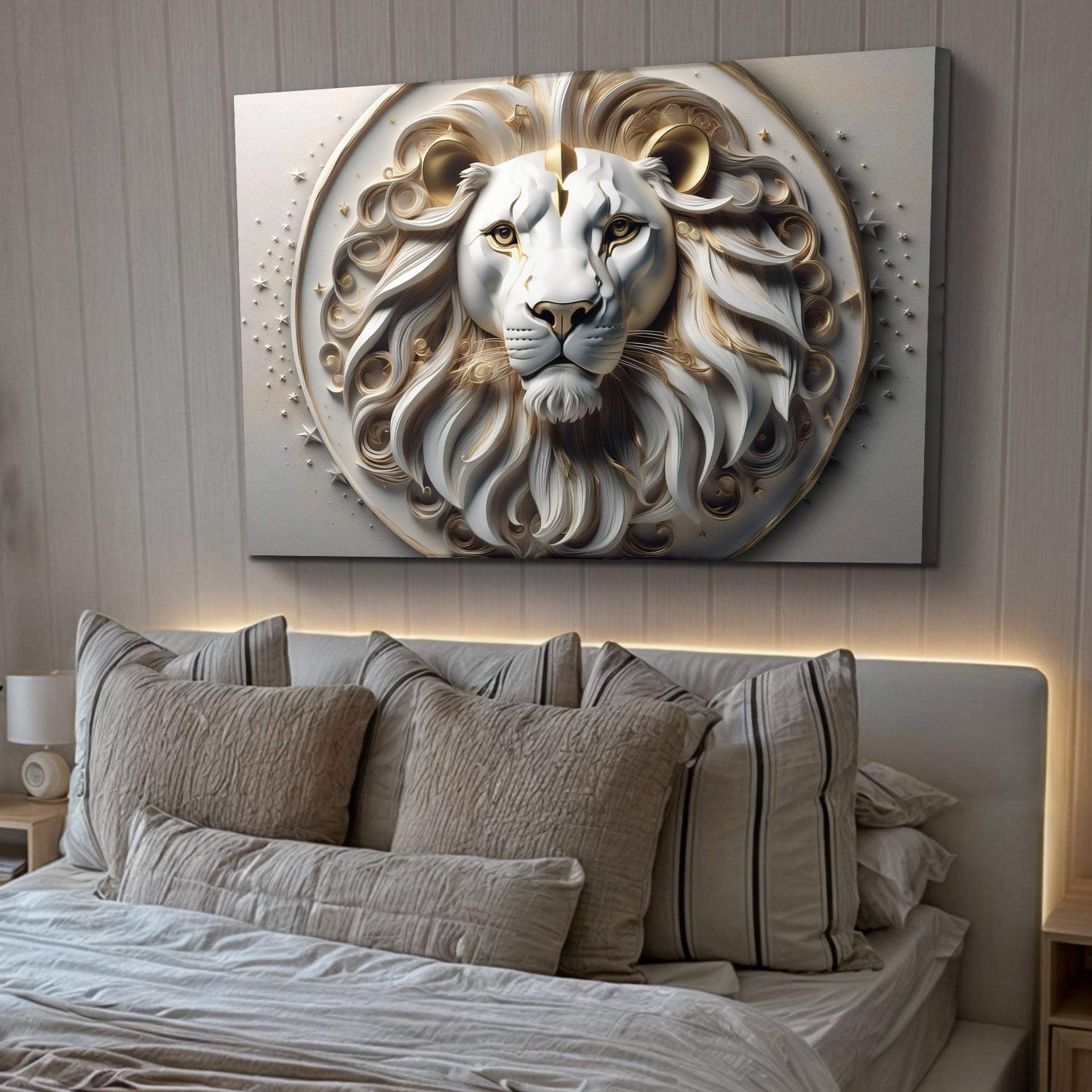 3D Majestic Lion Wall Art VI - Tailored Canvases - Flyclothing LLC