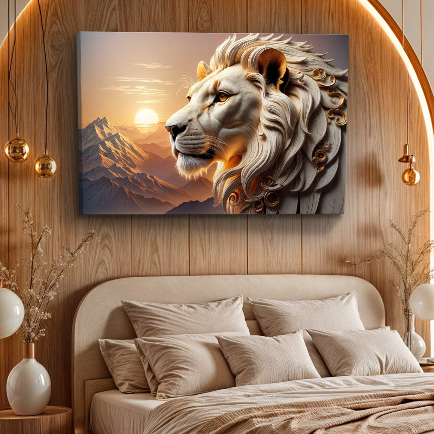 3D Majestic Lion Wall Art IV - Tailored Canvases - Flyclothing LLC