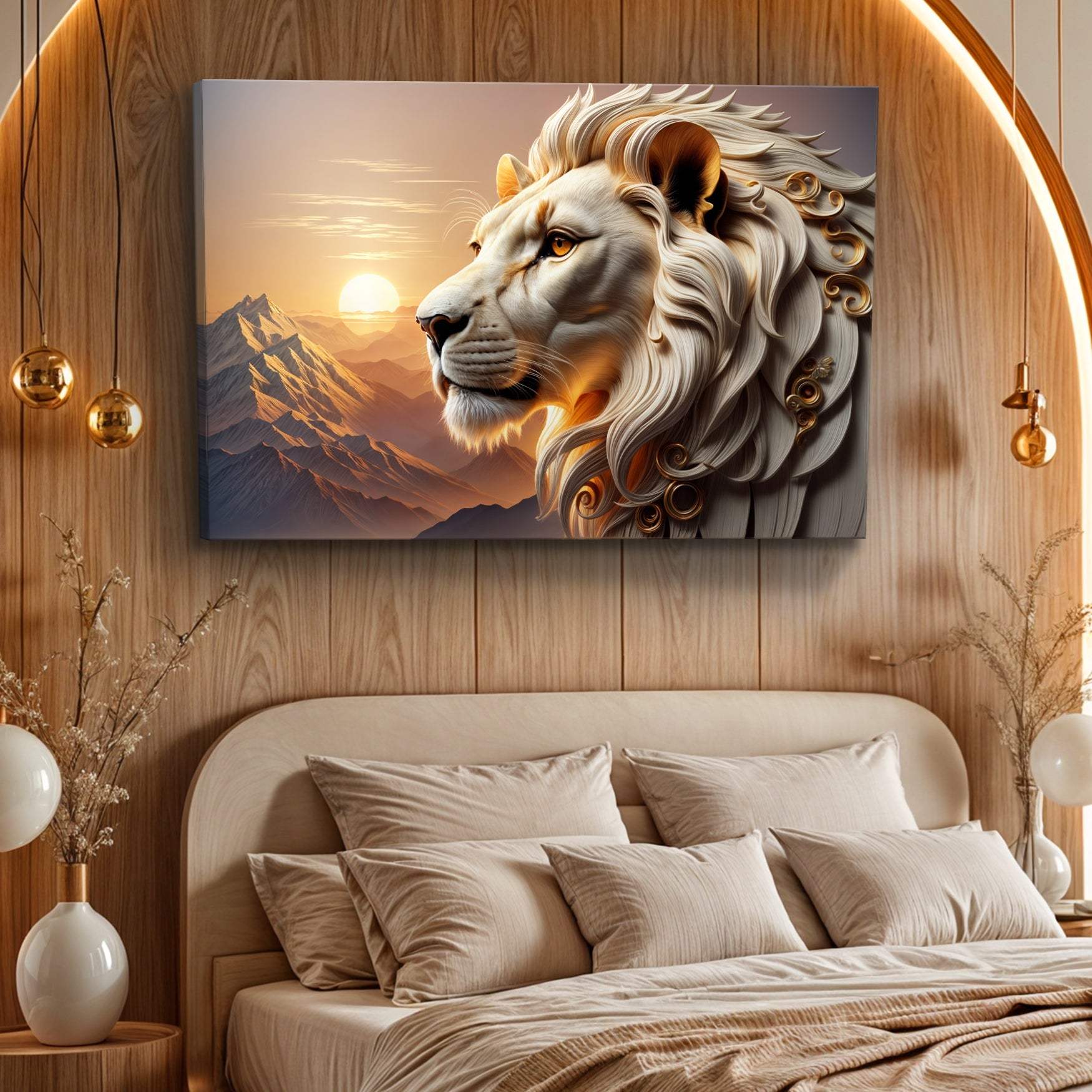 3D Majestic Lion Wall Art IV - Tailored Canvases - Flyclothing LLC