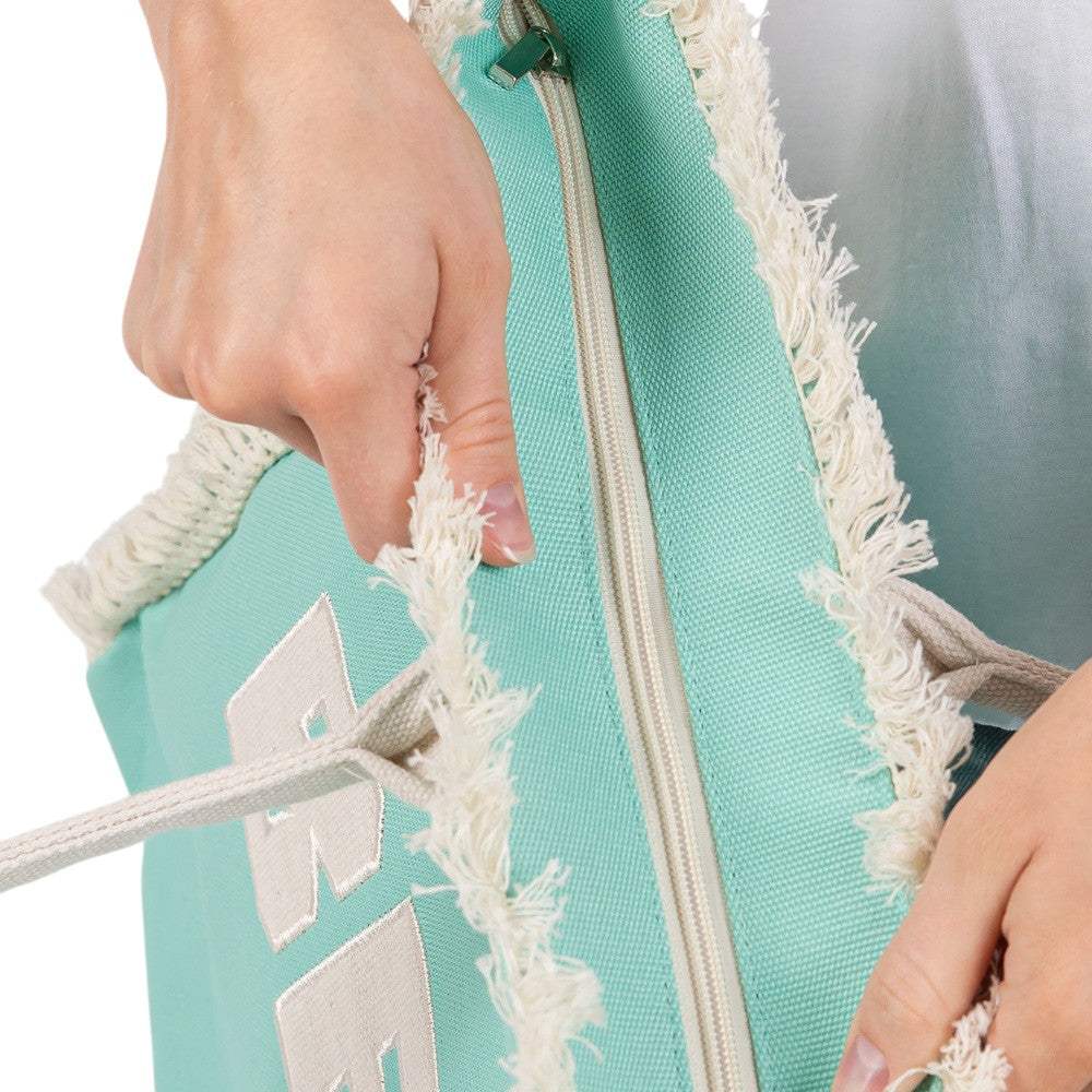 BEACH Message Embroidered Fringe Tote Bag / Beach Bag - Madeline Love - Flyclothing LLC