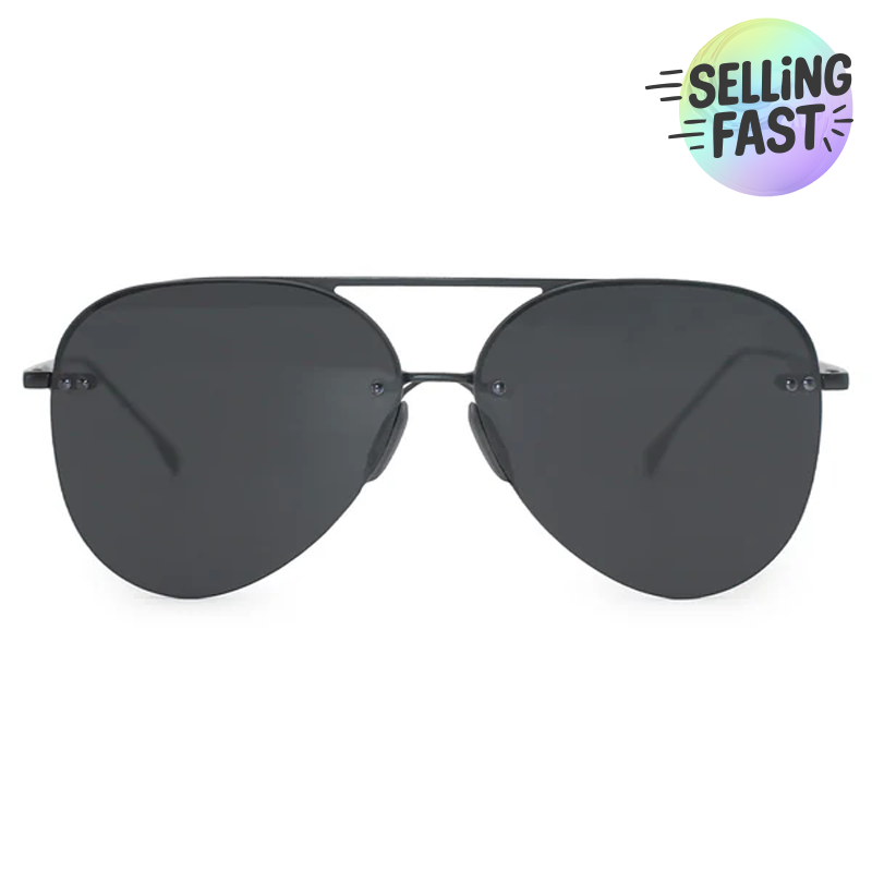 Smaller Megan 2 Jet Black- Tangle Free Aviator Sunglasses - TopFoxx - Flyclothing LLC