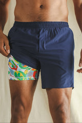 The Hot in Havana | Tropical Navy Ball Hammock® 7 Inch Athletic Shorts