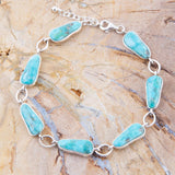 Biwa Blue Turquoise Sterling Silver Link Bracelet - Barse Jewelry