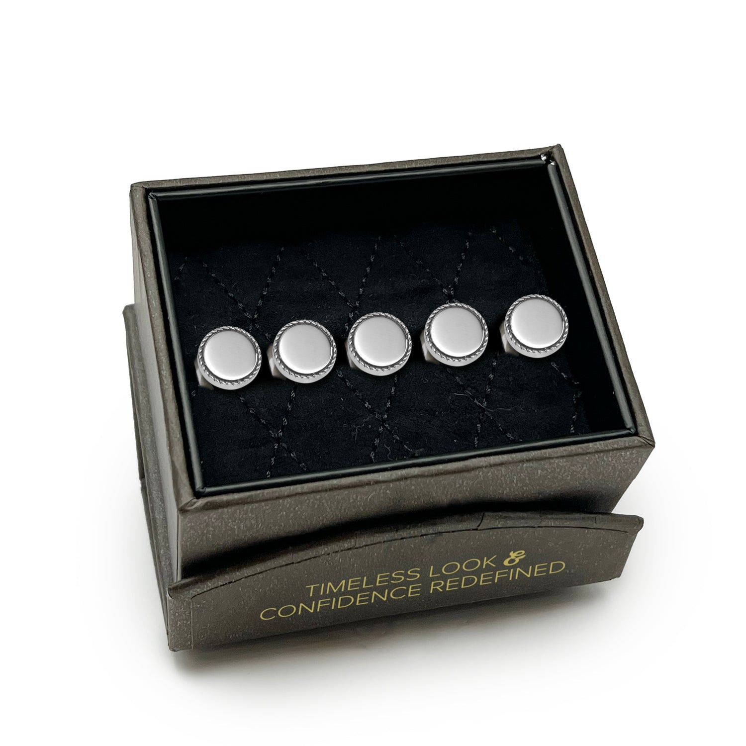 Stainless Steel Rope Border Round Studs - Cufflinks.com - Flyclothing LLC