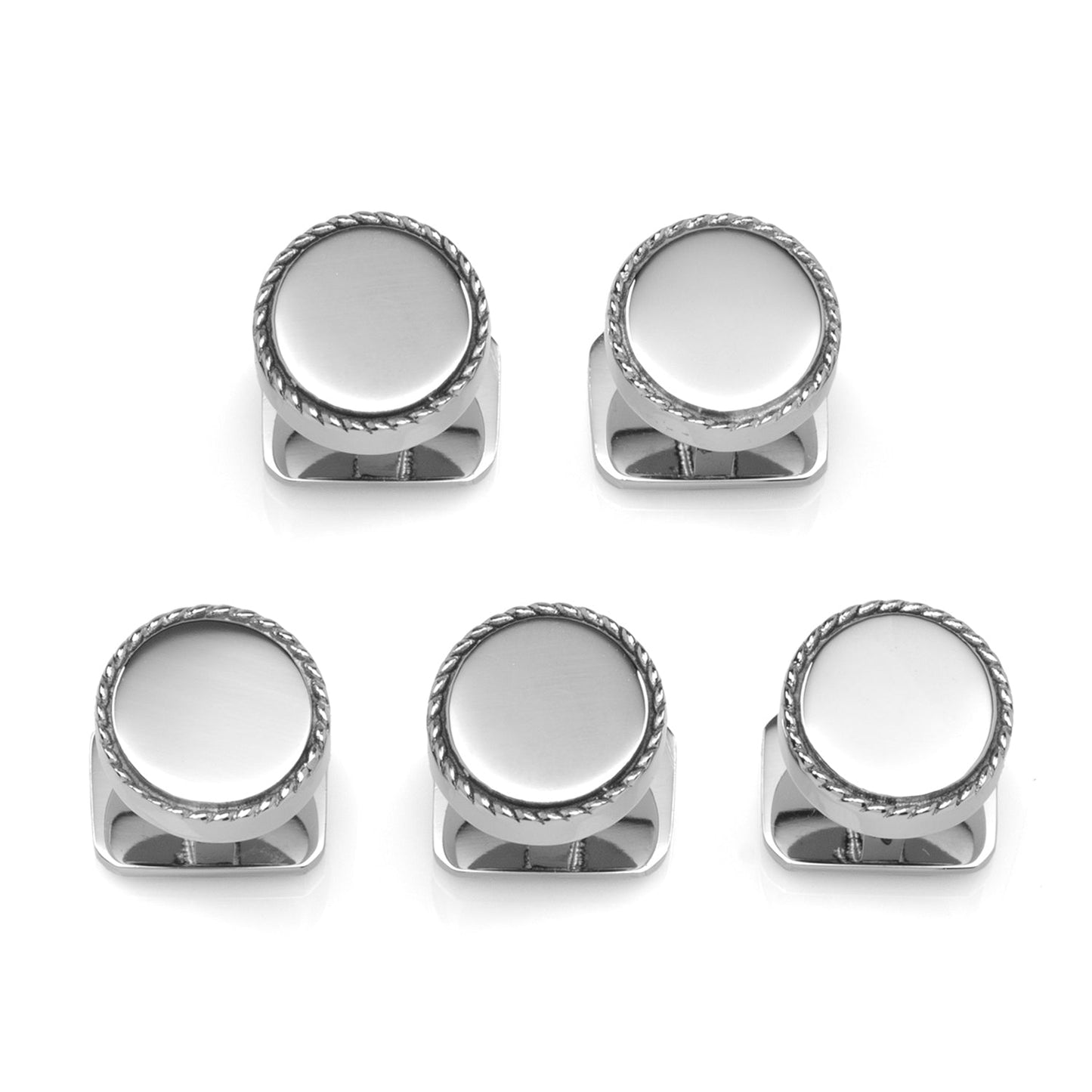 Stainless Steel Rope Border Round Studs - Cufflinks.com - Flyclothing LLC