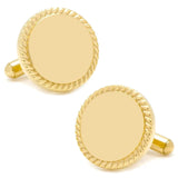 14K Gold Plated Rope Border Round Engravable Cufflinks - Cufflinks.com - Flyclothing LLC
