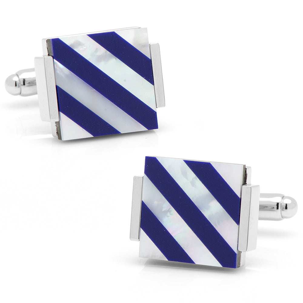 Floating Mother of Pearl Striped Cufflinks - Cufflinks.com - Flyclothing LLC