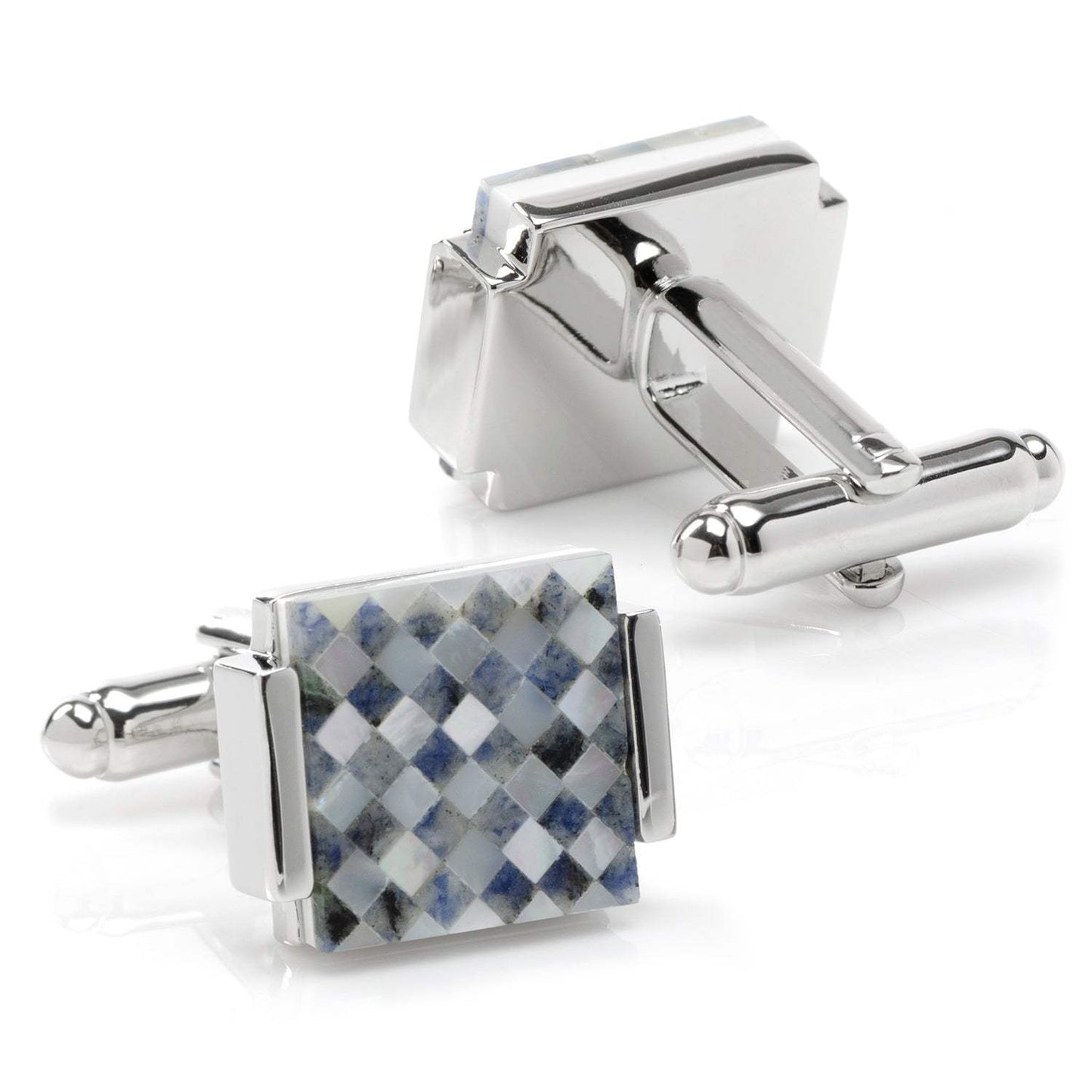 Floating Mother of Pearl Checkered Cufflinks - Cufflinks.com - Flyclothing LLC