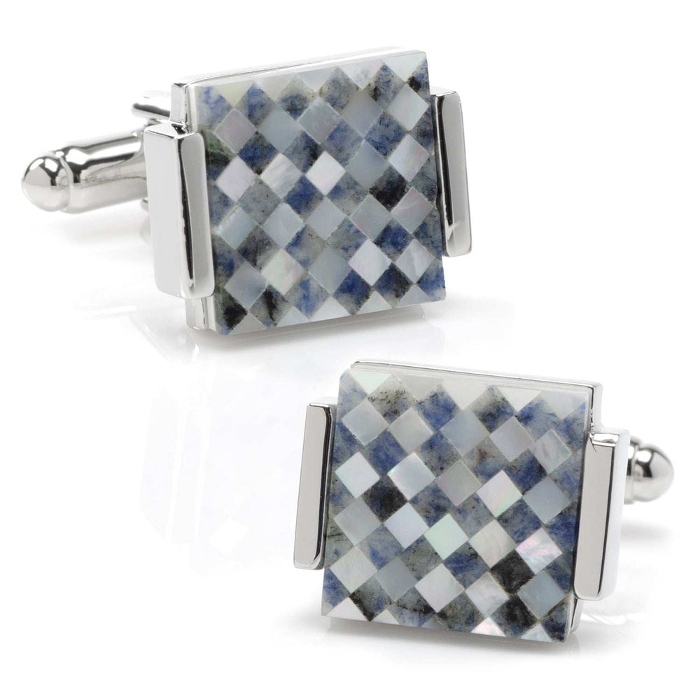 Floating Mother of Pearl Checkered Cufflinks - Cufflinks.com - Flyclothing LLC