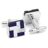 Mother of Pearl and Lapis Blue Windmill Square Cufflinks - Cufflinks.com - Flyclothing LLC