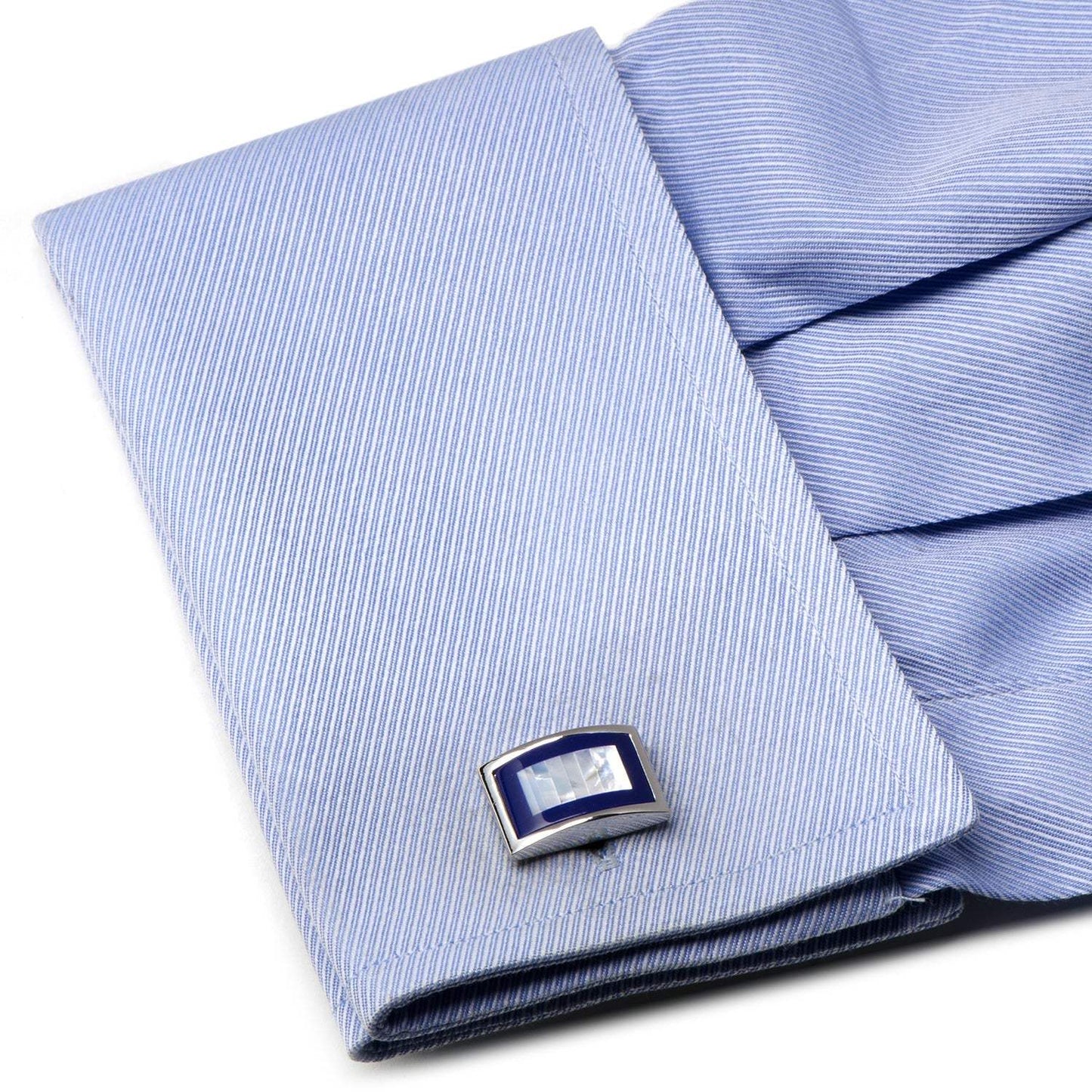 Mother of Pearl and Lapis Blue Key Cufflinks - Cufflinks.com - Flyclothing LLC