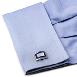Mother of Pearl and Lapis Blue Key Cufflinks - Cufflinks.com - Flyclothing LLC