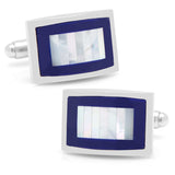 Mother of Pearl and Lapis Blue Key Cufflinks - Cufflinks.com - Flyclothing LLC