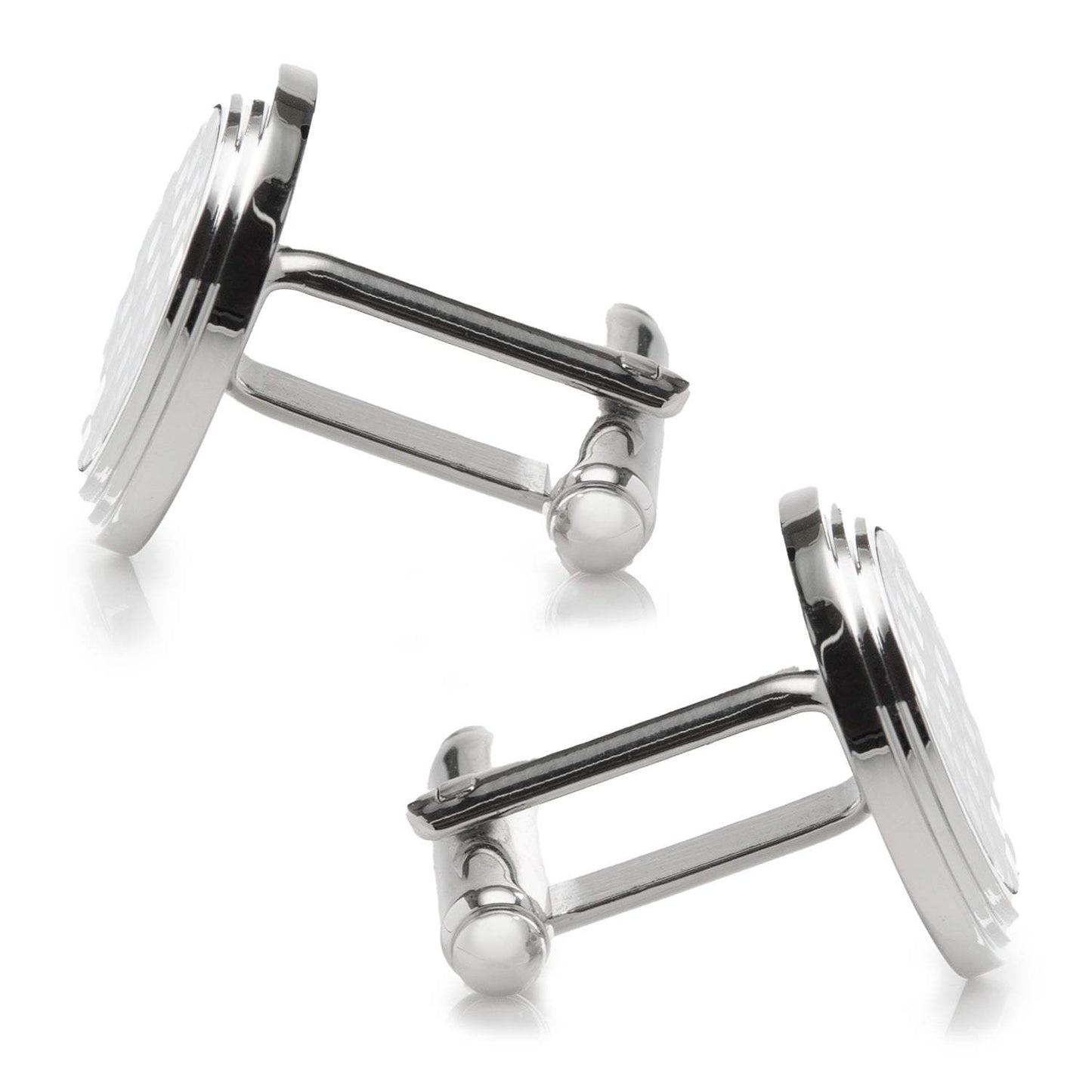 Onyx and Mother of Pearl Checker Step Cufflinks - Cufflinks.com - Flyclothing LLC