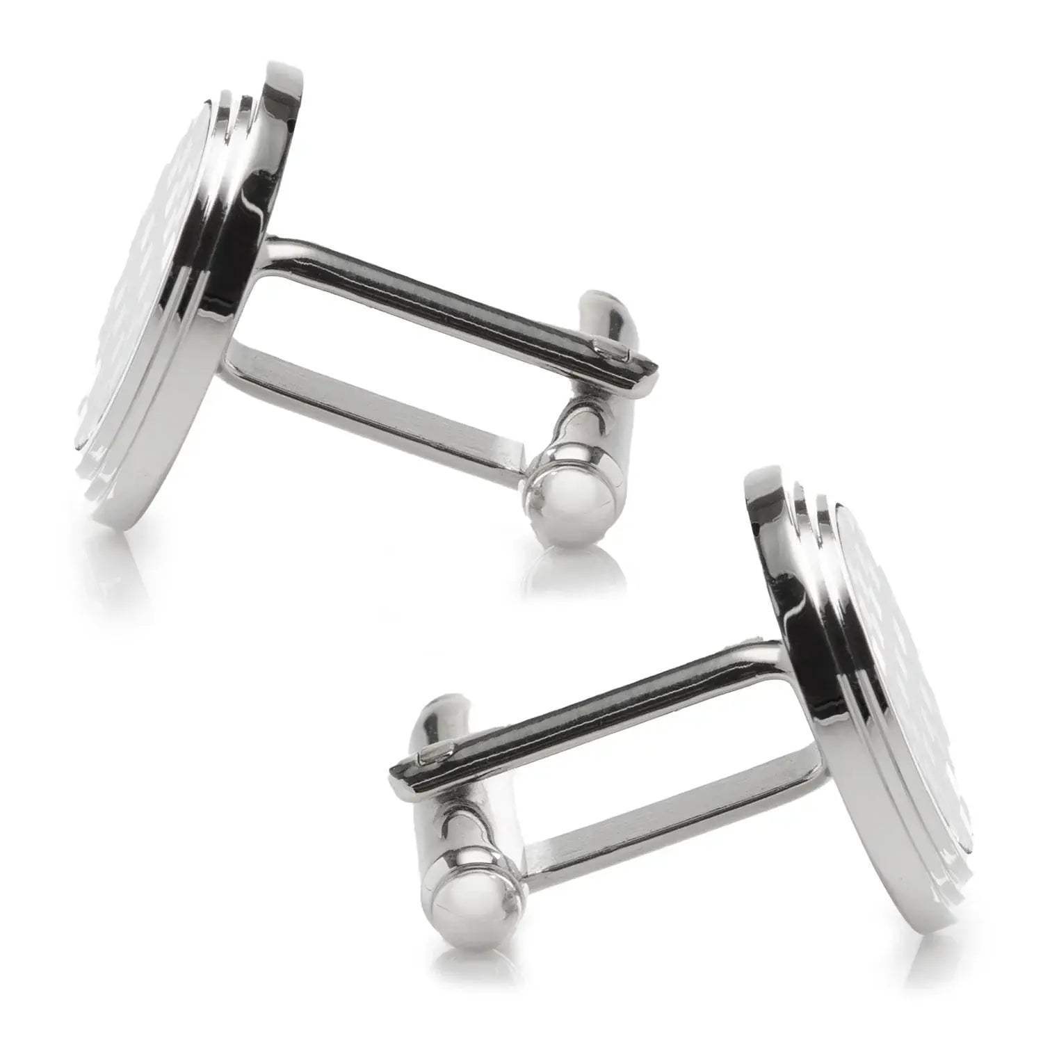 Onyx and Mother of Pearl Checker Step Cufflinks - Cufflinks.com - Flyclothing LLC