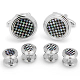 Onyx and Mother of Pearl Checker 5-Stud Set - Cufflinks.com - Flyclothing LLC