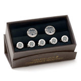 Onyx and Mother of Pearl Checker 5-Stud Set - Cufflinks.com - Flyclothing LLC