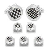 Onyx and Mother of Pearl Checker 5-Stud Set - Cufflinks.com - Flyclothing LLC