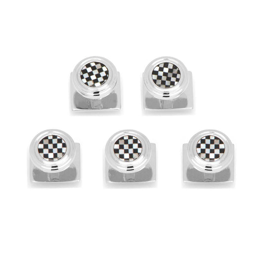 Onyx and Mother of Pearl Checker Step 5-Studs - Cufflinks.com - Flyclothing LLC
