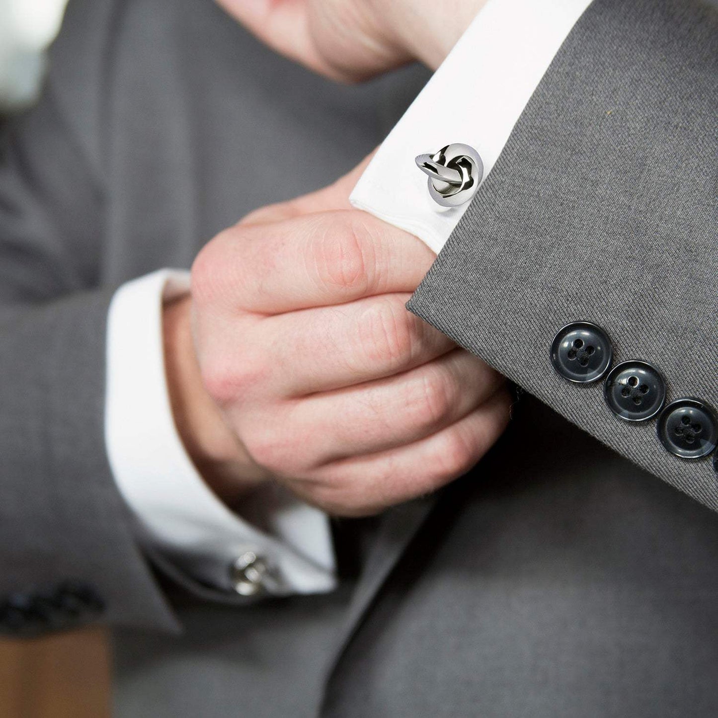Double Sided Silver Knot Cufflinks - Cufflinks.com - Flyclothing LLC