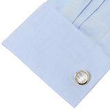 Double Sided Gold Mother of Pearl Round Beveled Cufflinks - Cufflinks.com - Flyclothing LLC