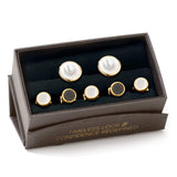 Double Sided Gold Mother of Pearl Round Beveled 5-Stud Set - Cufflinks.com - Flyclothing LLC