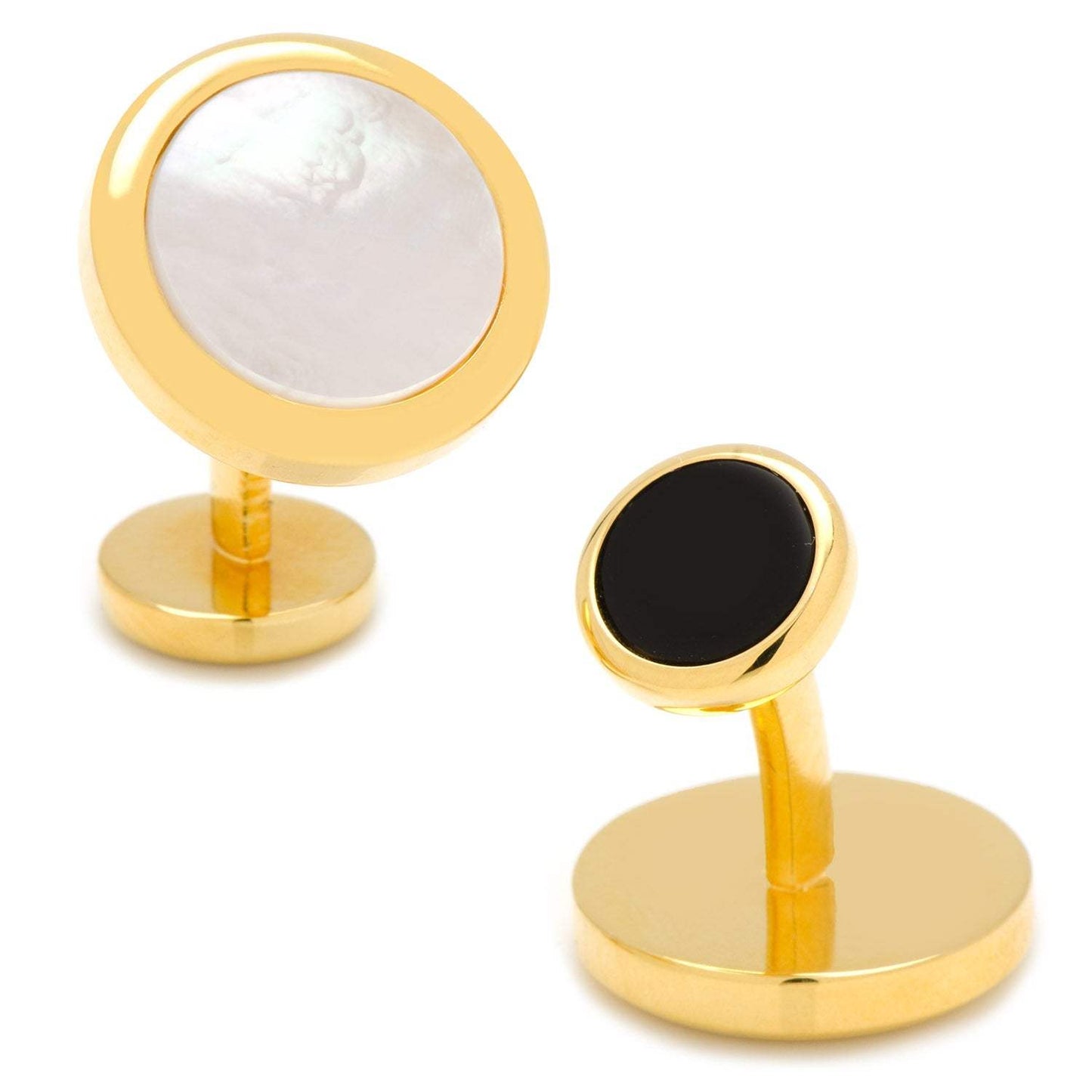 Double Sided Gold Mother of Pearl Round Beveled Cufflinks - Cufflinks.com - Flyclothing LLC