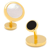 Double Sided Gold Mother of Pearl Round Beveled Cufflinks - Cufflinks.com - Flyclothing LLC