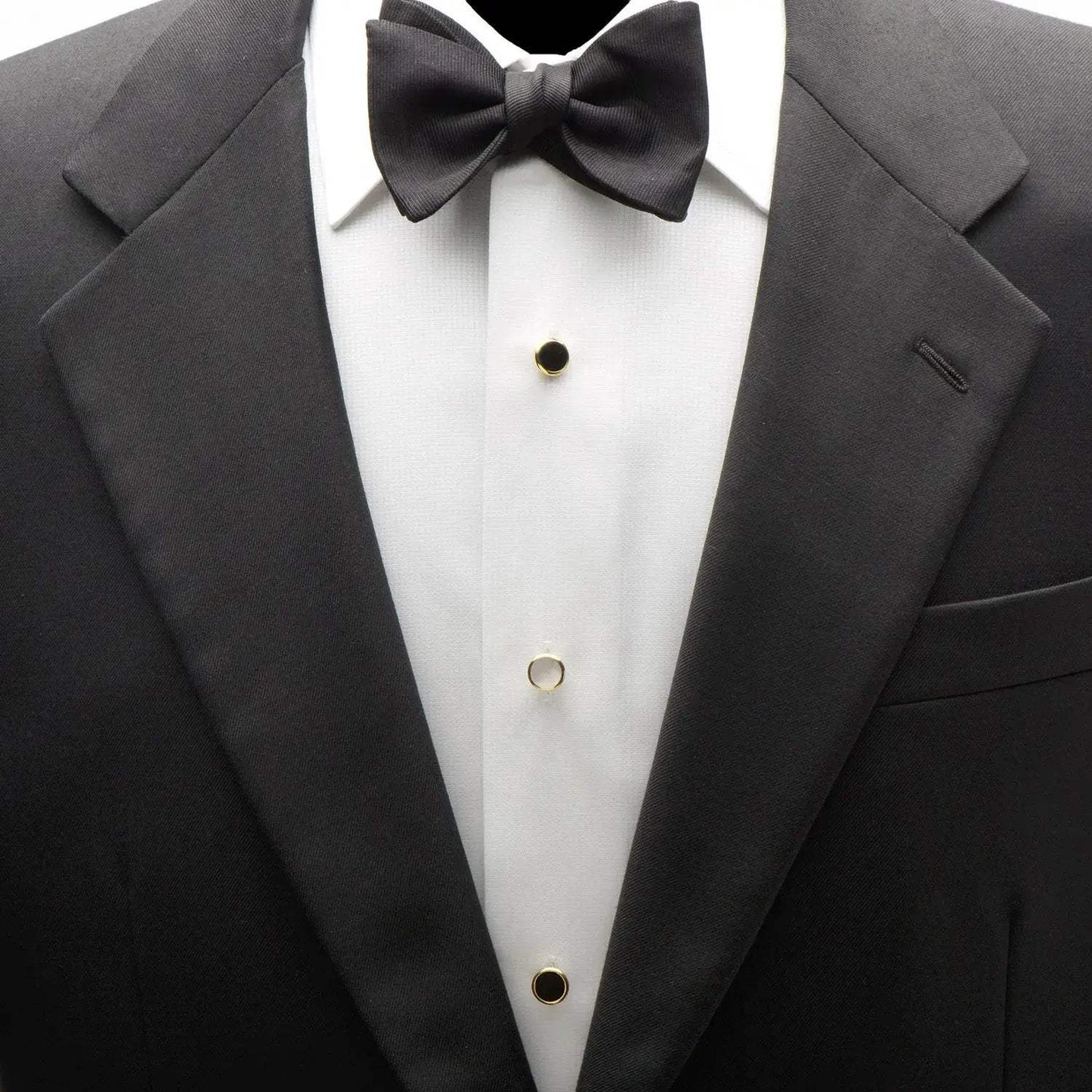 Double Sided Gold Onyx Round Beveled 5-Stud Set - Cufflinks.com - Flyclothing LLC