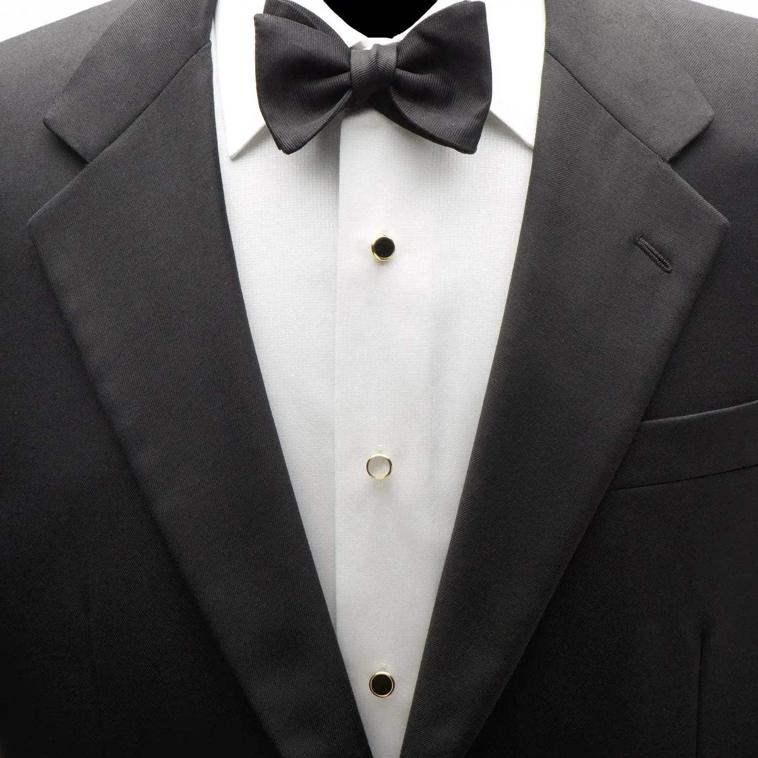 Double Sided Gold Onyx Round Beveled 5-Stud Set - Cufflinks.com - Flyclothing LLC