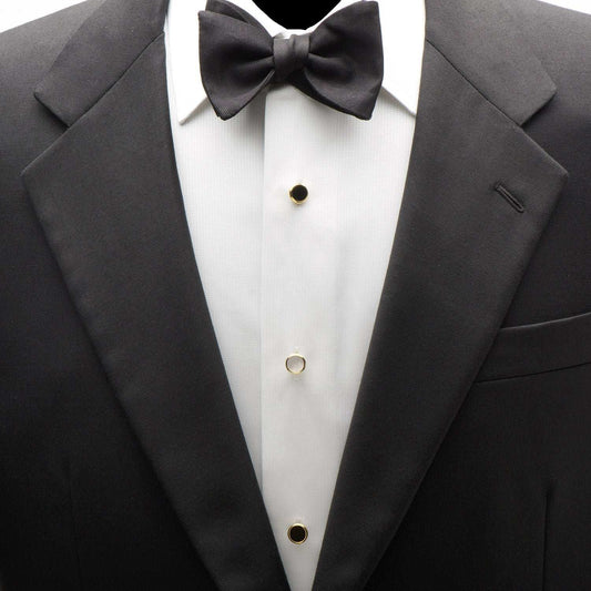 Double Sided Gold Onyx Round Beveled 5-Stud Set - Cufflinks.com - Flyclothing LLC