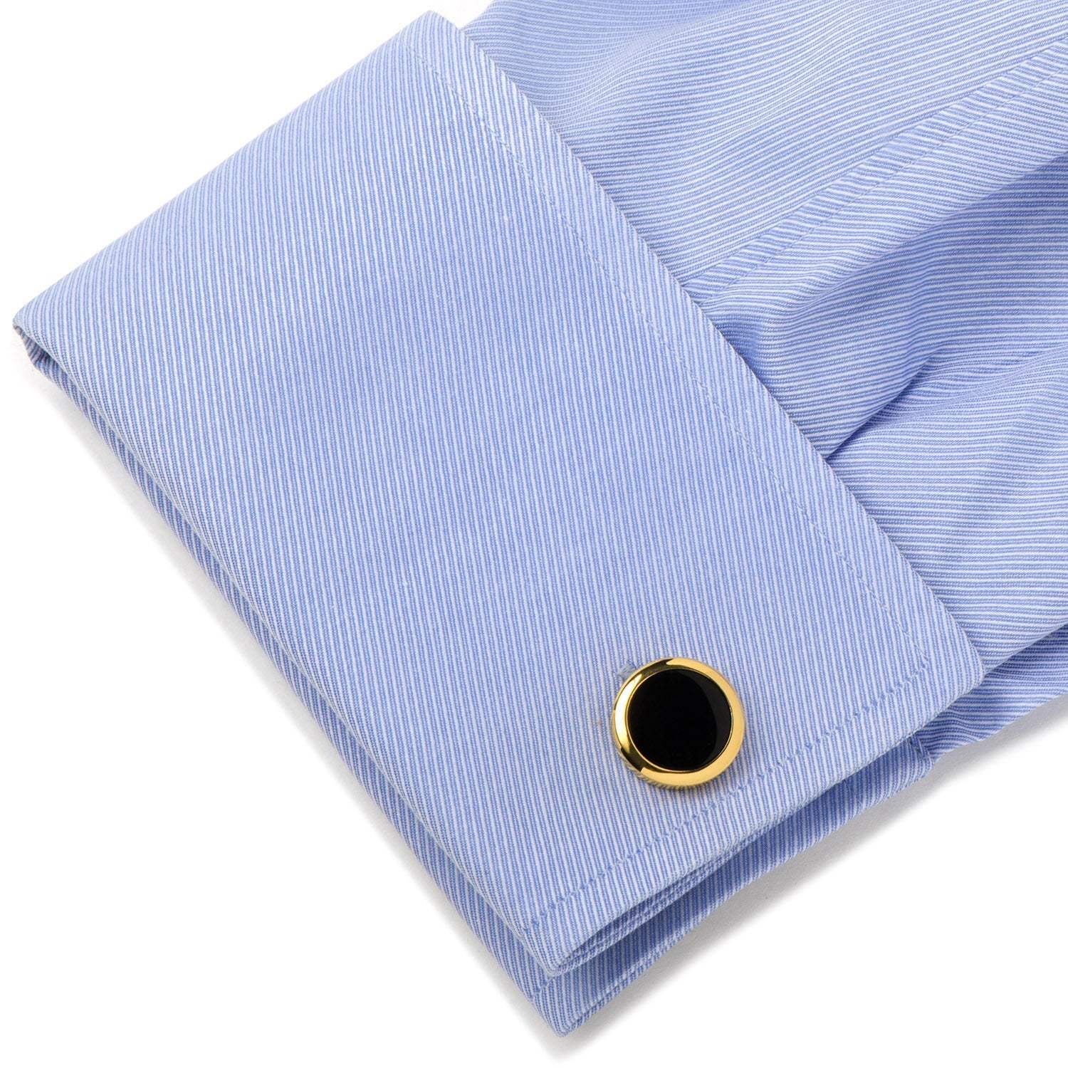 Double Sided Gold Onyx Round Beveled 5-Stud Set - Cufflinks.com - Flyclothing LLC