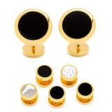 Double Sided Gold Onyx Round Beveled 5-Stud Set - Cufflinks.com - Flyclothing LLC