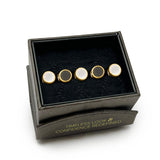 Double Sided Gold Onyx and Mother of Pearl Round 5-Studs - Cufflinks.com - Flyclothing LLC