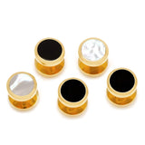Double Sided Gold Onyx and Mother of Pearl Round 5-Studs - Cufflinks.com - Flyclothing LLC