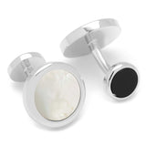 Double Sided Mother of Pearl Round Beveled Cufflinks - Cufflinks.com - Flyclothing LLC