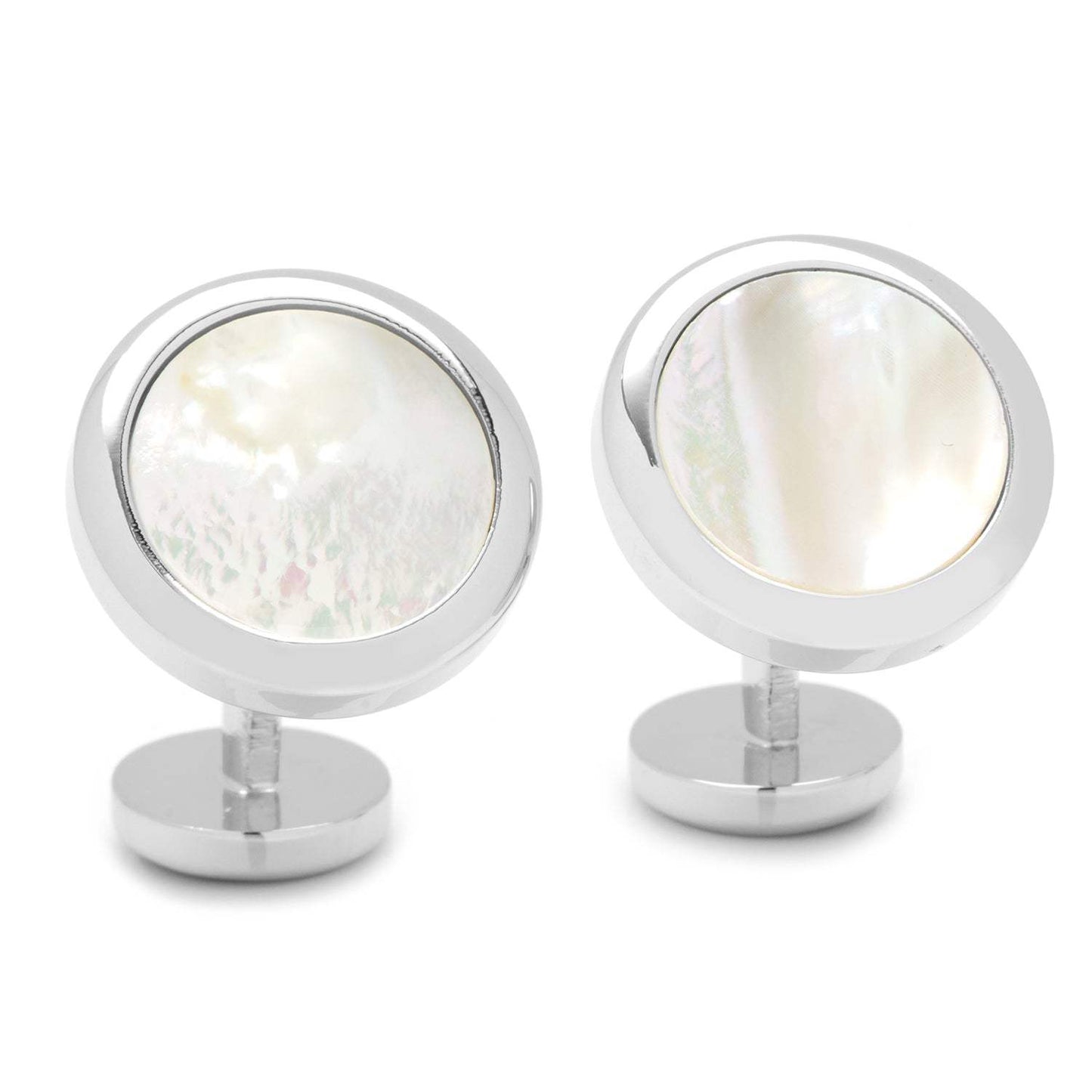 Double Sided Mother of Pearl Round Beveled 5-Stud Set - Cufflinks.com - Flyclothing LLC