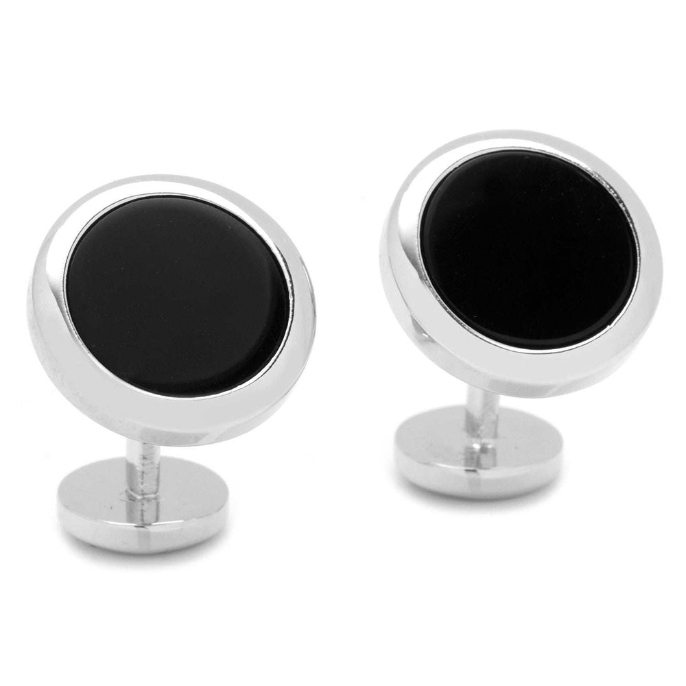 Double Sided Onyx Round Beveled Cufflinks - Cufflinks.com - Flyclothing LLC