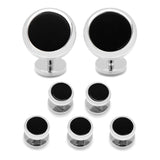 Double Sided Onyx Round Beveled 5-Stud Set - Cufflinks.com - Flyclothing LLC
