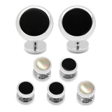 Double Sided Onyx Round Beveled 5-Stud Set - Cufflinks.com - Flyclothing LLC