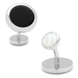 Double Sided Onyx Round Beveled Cufflinks - Cufflinks.com - Flyclothing LLC