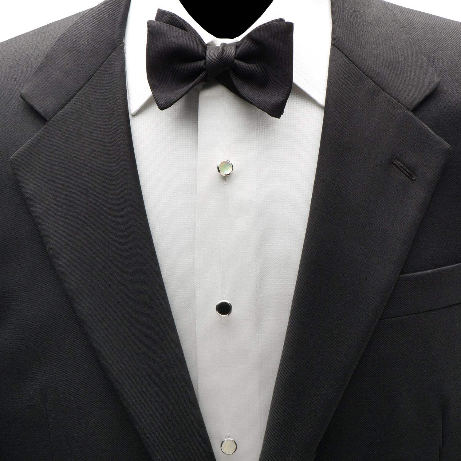 Double Sided Onyx and Mother of Pearl Round Beveled 5-Studs - Cufflinks.com - Flyclothing LLC