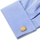 14K Gold Plated Rope Border Oval Engravable Cufflinks - Cufflinks.com - Flyclothing LLC