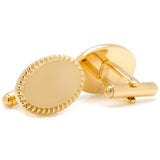 14K Gold Plated Rope Border Oval Engravable Cufflinks - Cufflinks.com - Flyclothing LLC