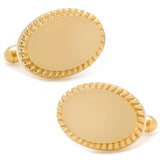 14K Gold Plated Rope Border Oval Engravable Cufflinks - Cufflinks.com - Flyclothing LLC