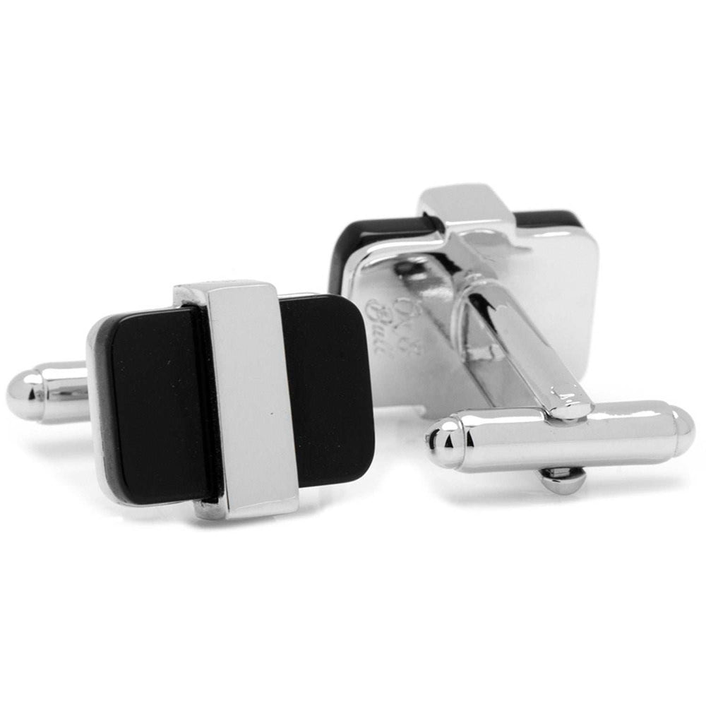 Silver Wrapped Onyx Cufflinks - Cufflinks.com - Flyclothing LLC