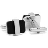 Silver Wrapped Onyx Cufflinks - Cufflinks.com - Flyclothing LLC