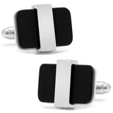 Silver Wrapped Onyx Cufflinks - Cufflinks.com - Flyclothing LLC