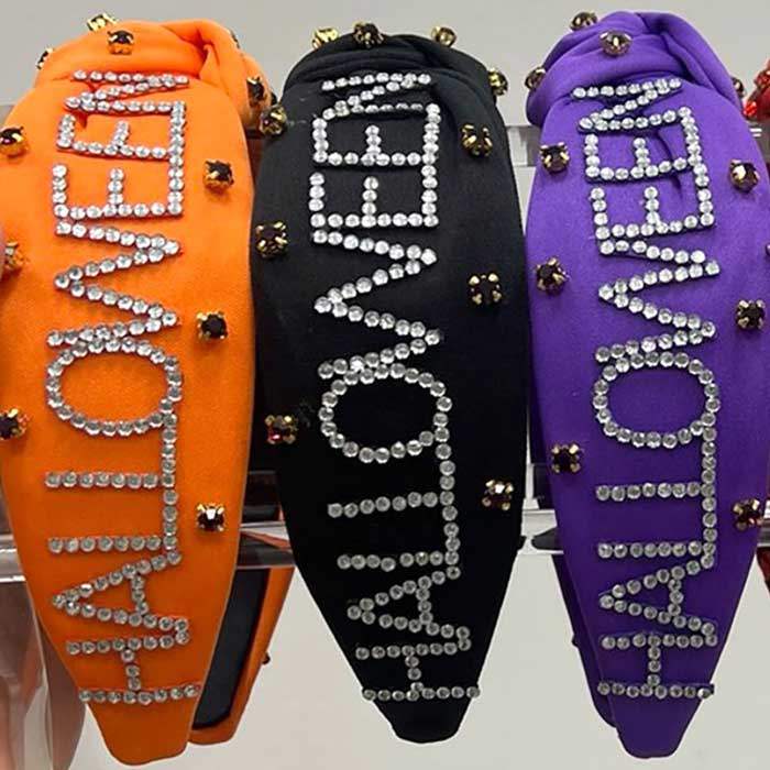 HALLOWEEN Message Stone Cluster Embellished Knot Headband - Madeline Love - Flyclothing LLC